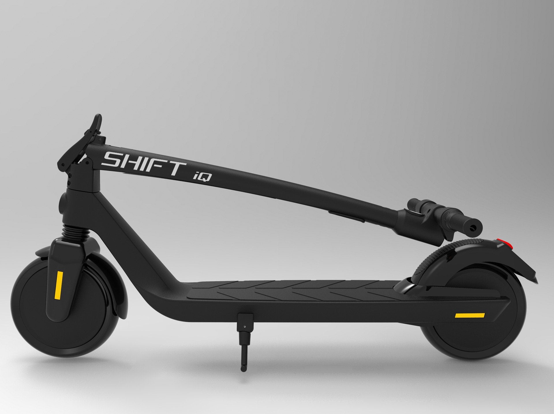 E Scooter zugeklappt, seitliche Ansicht